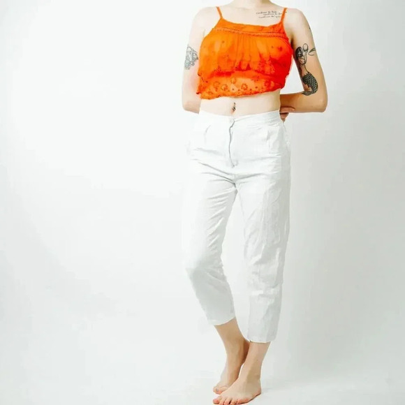 Princess Polly White Linen Cropped Pants - 2 - Picture 3 of 6